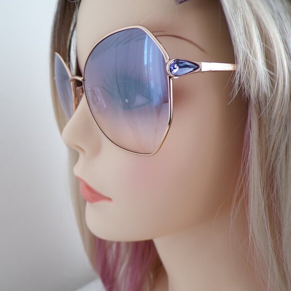 Swarovski Crystal Teardrop Detail Butterfly Shades Rose Gold Violet Sparkle 57mm